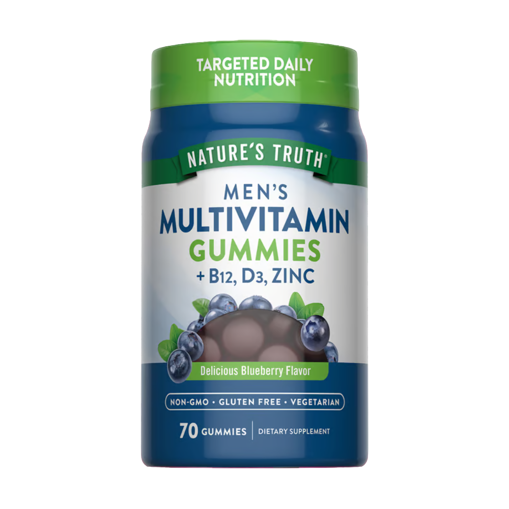 NATURE’S TRUTH, Men's Multivitamin Gummies, with B12, D3 & Zinc, 70 Gummies, 35 Servings - Delicious Blueberry
