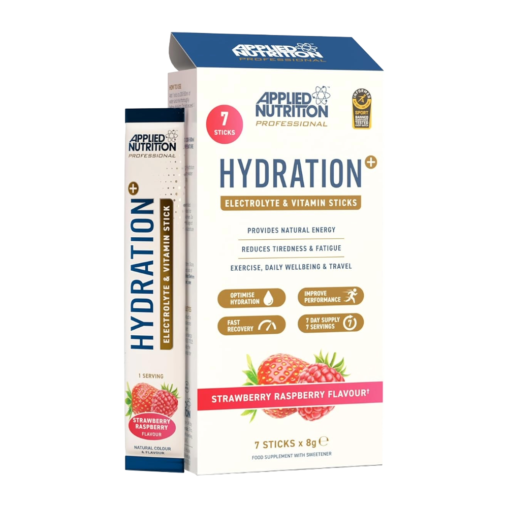 Applied Nutrition, Hydration+ Electrolyte & Vitamin Powder Stick, 7 Packs - Strawberry Raspberry
