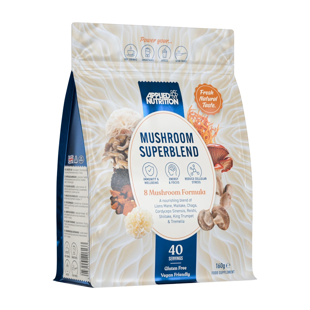 Applied Nutrition, Mushroom Superblend, Lions Mane, Reishi, Chaga, Shiitake, Maitake, Tremella, Cordyceps Sinensis, King Trumpet, 160g, 40 Servings