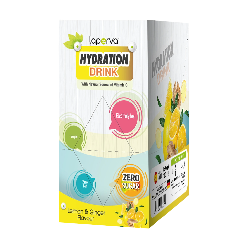 Laperva, Hydration Drink, 15 Sachets, Sugar-Free, Rich in Electrolytes - Lemon & Ginger